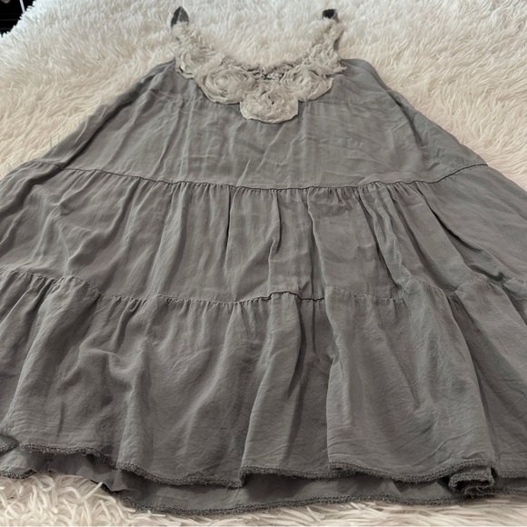 Boho Tiered Mini Dress with 3D Rosette Trim | Made in Italy | Size 10 - Picture 13 of 13